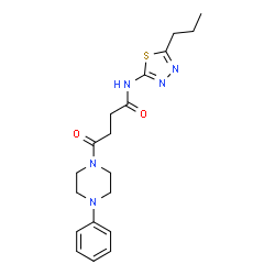 ChemSpider 2D Image | 4-Oxo-4-(4-phenyl-1-piperazinyl)-N-(5-propyl-1,3,4-thiadiazol-2-yl)butanamide | C19H25N5O2S