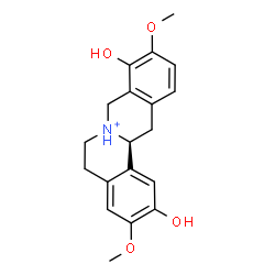 ChemSpider 2D Image | (13aS)-2,9-Dihydroxy-3,10-dimethoxy-5,8,13,13a-tetrahydro-6H-isoquinolino[3,2-a]isoquinolinium | C19H22NO4