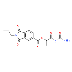 ChemSpider 2D Image | 1-(Carbamoylamino)-1-oxo-2-propanyl 2-allyl-1,3-dioxo-5-isoindolinecarboxylate | C16H15N3O6