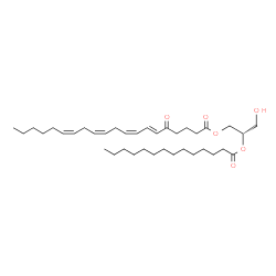 ChemSpider 2D Image | (2S)-3-Hydroxy-2-(tetradecanoyloxy)propyl (6E,8Z,11Z,14Z)-5-oxo-6,8,11,14-icosatetraenoate | C37H62O6