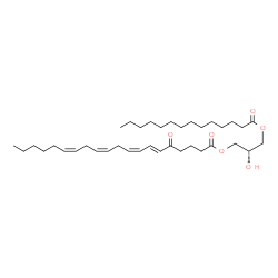 ChemSpider 2D Image | (2S)-2-Hydroxy-3-(tetradecanoyloxy)propyl (6E,8Z,11Z,14Z)-5-oxo-6,8,11,14-icosatetraenoate | C37H62O6