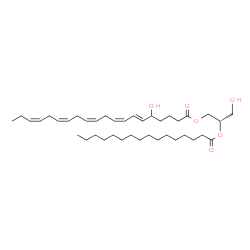 ChemSpider 2D Image | (2S)-3-Hydroxy-2-(palmitoyloxy)propyl (6E,8Z,11Z,14Z,17Z)-5-hydroxy-6,8,11,14,17-icosapentaenoate | C39H66O6