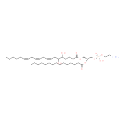 ChemSpider 2D Image | (2R)-3-{[(2-Aminoethoxy)(hydroxy)phosphoryl]oxy}-2-(pentadecanoyloxy)propyl (8Z,11Z,14Z)-5,6-dihydroxy-8,11,14-icosatrienoate | C40H74NO10P