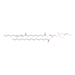 ChemSpider 2D Image | (2R)-3-{[(2-Aminoethoxy)(hydroxy)phosphoryl]oxy}-2-(palmitoyloxy)propyl (10E,12Z)-9-oxo-10,12-octadecadienoate | C39H72NO9P