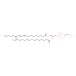 ChemSpider 2D Image | (2R)-3-{[(2-Aminoethoxy)(hydroxy)phosphoryl]oxy}-2-(palmitoyloxy)propyl (9Z,11E)-13-oxo-9,11-octadecadienoate | C39H72NO9P