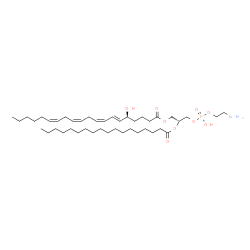 ChemSpider 2D Image | (2R)-3-{[(2-Aminoethoxy)(hydroxy)phosphoryl]oxy}-2-(stearoyloxy)propyl (5S,6E,8Z,11Z,14Z)-5-hydroxy-6,8,11,14-icosatetraenoate | C43H78NO9P