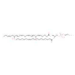 ChemSpider 2D Image | (2R)-3-{[(2-Aminoethoxy)(hydroxy)phosphoryl]oxy}-2-[(11Z)-11-octadecenoyloxy]propyl (5Z,7S,8E,10Z,13Z,15E,17R,19Z)-7,17-dihydroxy-5,8,10,13,15,19-docosahexaenoate | C45H76NO10P