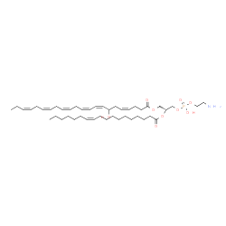 ChemSpider 2D Image | (2R)-3-{[(2-Aminoethoxy)(hydroxy)phosphoryl]oxy}-2-[(11Z)-11-octadecenoyloxy]propyl (4Z,8Z,10Z,13Z,16Z,19Z)-7-hydroxy-4,8,10,13,16,19-docosahexaenoate | C45H76NO9P