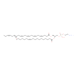 ChemSpider 2D Image | (2Z,5Z,8Z,11Z,18R)-24-Amino-21-hydroxy-21-oxido-15-oxo-1-{3-[(2Z)-2-penten-1-yl]-2-oxiranyl}-16,20,22-trioxa-21lambda~5~-phosphatetracosa-2,5,8,11-tetraen-18-yl (11Z)-11-octadecenoate | C45H76NO9P