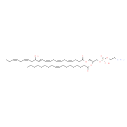 ChemSpider 2D Image | (2R)-3-{[(2-Aminoethoxy)(hydroxy)phosphoryl]oxy}-2-[(9Z)-9-octadecenoyloxy]propyl (4Z,7Z,10Z,12E,16Z,19Z)-14-hydroxy-4,7,10,12,16,19-docosahexaenoate | C45H76NO9P