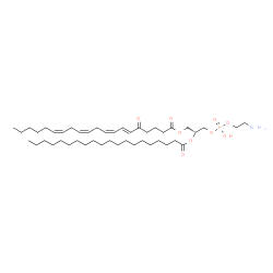 ChemSpider 2D Image | (2R)-3-{[(2-Aminoethoxy)(hydroxy)phosphoryl]oxy}-2-(icosanoyloxy)propyl (6E,8Z,11Z,14Z)-5-oxo-6,8,11,14-icosatetraenoate | C45H80NO9P