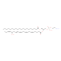 ChemSpider 2D Image | (23R)-29-Amino-26-hydroxy-26-oxido-20-oxo-21,25,27-trioxa-26lambda~5~-phosphanonacosan-23-yl (5Z,8Z,11Z,13E,17Z)-16-hydroxy-5,8,11,13,17-icosapentaenoate | C45H80NO9P