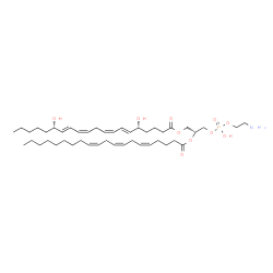 ChemSpider 2D Image | (2R)-3-{[(2-Aminoethoxy)(hydroxy)phosphoryl]oxy}-2-[(5Z,8Z,11Z)-5,8,11-icosatrienoyloxy]propyl (5R,6E,8Z,11Z,13E,15S)-5,15-dihydroxy-6,8,11,13-icosatetraenoate | C45H76NO10P