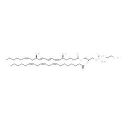 ChemSpider 2D Image | (2R)-3-{[(2-Aminoethoxy)(hydroxy)phosphoryl]oxy}-2-[(8Z,11Z,14Z)-8,11,14-icosatrienoyloxy]propyl (5S,6Z,8E,10E,12R,14Z)-5,12-dihydroxy-6,8,10,14-icosatetraenoate | C45H76NO10P