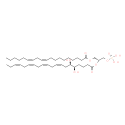 ChemSpider 2D Image | (2R)-1-[(10Z,13Z)-10,13-Nonadecadienoyloxy]-3-(phosphonooxy)-2-propanyl (5R,6R,8Z,11Z,14Z,17Z)-5,6-dihydroxy-8,11,14,17-icosatetraenoate | C42H71O10P