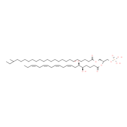 ChemSpider 2D Image | (2R)-2-{[(5R,6R,8Z,11Z,14Z,17Z)-5,6-Dihydroxy-8,11,14,17-icosatetraenoyl]oxy}-3-(phosphonooxy)propyl 22-methyltetracosanoate | C48H87O10P