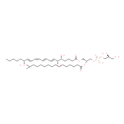ChemSpider 2D Image | (2R)-3-({[(2S)-2,3-Dihydroxypropoxy](hydroxy)phosphoryl}oxy)-2-[(15-methylhexadecanoyl)oxy]propyl (5R,6R,7E,9E,11Z,13E,15R)-5,6,15-trihydroxy-7,9,11,13-icosatetraenoate | C43H77O13P