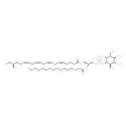 ChemSpider 2D Image | (2R)-3-[(Hydroxy{[(1S,2R,3R,4S,5S,6R)-2,3,4,5,6-pentahydroxycyclohexyl]oxy}phosphoryl)oxy]-2-(palmitoyloxy)propyl (5Z,8Z,11Z,14Z,18S)-18-hydroxy-5,8,11,14-icosatetraenoate | C45H79O14P