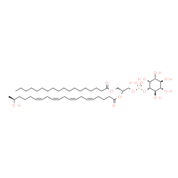 ChemSpider 2D Image | (2R)-1-[(Hydroxy{[(1S,2R,3R,4S,5S,6R)-2,3,4,5,6-pentahydroxycyclohexyl]oxy}phosphoryl)oxy]-3-(stearoyloxy)-2-propanyl (5Z,8Z,11Z,14Z,19S)-19-hydroxy-5,8,11,14-icosatetraenoate | C47H83O14P