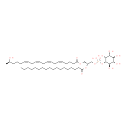 ChemSpider 2D Image | (2R)-3-[(Hydroxy{[(1S,2R,3R,4S,5S,6R)-2,3,4,5,6-pentahydroxycyclohexyl]oxy}phosphoryl)oxy]-2-(stearoyloxy)propyl (5Z,8Z,11Z,14Z,19R)-19-hydroxy-5,8,11,14-icosatetraenoate | C47H83O14P