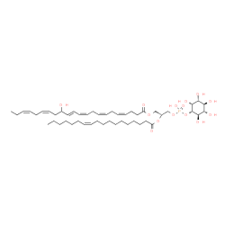 ChemSpider 2D Image | (2R)-3-[(Hydroxy{[(1S,2R,3R,4S,5S,6R)-2,3,4,5,6-pentahydroxycyclohexyl]oxy}phosphoryl)oxy]-2-[(11Z)-11-octadecenoyloxy]propyl (4Z,7Z,10Z,12E,16Z,19Z)-14-hydroxy-4,7,10,12,16,19-docosahexaenoate | C49H81O14P