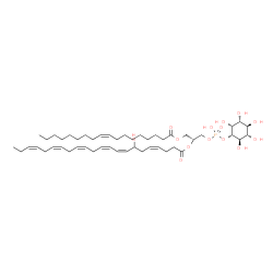 ChemSpider 2D Image | (2R)-1-[(Hydroxy{[(1S,2R,3R,4S,5S,6R)-2,3,4,5,6-pentahydroxycyclohexyl]oxy}phosphoryl)oxy]-3-[(9Z)-9-octadecenoyloxy]-2-propanyl (4Z,8Z,10Z,13Z,16Z,19Z)-7-hydroxy-4,8,10,13,16,19-docosahexaenoate | C49H81O14P
