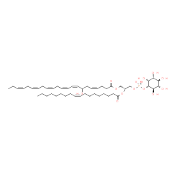 ChemSpider 2D Image | (2R)-3-[(Hydroxy{[(1S,2R,3R,4S,5S,6R)-2,3,4,5,6-pentahydroxycyclohexyl]oxy}phosphoryl)oxy]-2-[(9Z)-9-octadecenoyloxy]propyl (4Z,8Z,10Z,13Z,16Z,19Z)-7-hydroxy-4,8,10,13,16,19-docosahexaenoate | C49H81O14P