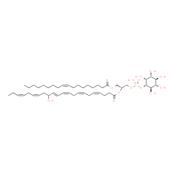 ChemSpider 2D Image | (2R)-1-[(Hydroxy{[(1S,2R,3R,4S,5S,6R)-2,3,4,5,6-pentahydroxycyclohexyl]oxy}phosphoryl)oxy]-3-[(9Z)-9-octadecenoyloxy]-2-propanyl (4Z,7Z,10Z,12E,16Z,19Z)-14-hydroxy-4,7,10,12,16,19-docosahexaenoate | C49H81O14P