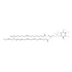 ChemSpider 2D Image | (2R)-1-[(Hydroxy{[(1S,2R,3R,4S,5S,6R)-2,3,4,5,6-pentahydroxycyclohexyl]oxy}phosphoryl)oxy]-3-[(9Z)-9-octadecenoyloxy]-2-propanyl (4Z,7Z,10Z,13E,15E,19Z)-17-hydroxy-4,7,10,13,15,19-docosahexaenoate | C49H81O14P