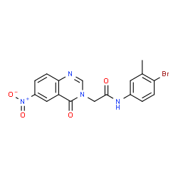 ChemSpider 2D Image | N-(4-Bromo-3-methylphenyl)-2-(6-nitro-4-oxo-3(4H)-quinazolinyl)acetamide | C17H13BrN4O4