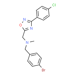 ChemSpider 2D Image | 1-(4-Bromophenyl)-N-{[3-(4-chlorophenyl)-1,2,4-oxadiazol-5-yl]methyl}-N-methylmethanamine | C17H15BrClN3O