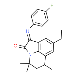 ChemSpider 2D Image | (1E)-8-Ethyl-1-[(4-fluorophenyl)imino]-4,4,6-trimethyl-5,6-dihydro-4H-pyrrolo[3,2,1-ij]quinolin-2(1H)-one | C22H23FN2O