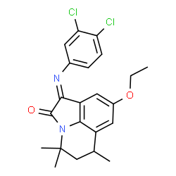 ChemSpider 2D Image | (1E)-1-[(3,4-Dichlorophenyl)imino]-8-ethoxy-4,4,6-trimethyl-5,6-dihydro-4H-pyrrolo[3,2,1-ij]quinolin-2(1H)-one | C22H22Cl2N2O2