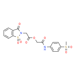 ChemSpider 2D Image | 2-{[4-(Methylsulfonyl)phenyl]amino}-2-oxoethyl (1,1-dioxido-3-oxo-1,2-benzothiazol-2(3H)-yl)acetate | C18H16N2O8S2