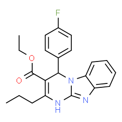 ChemSpider 2D Image | Ethyl 4-(4-fluorophenyl)-2-propyl-1,4-dihydropyrimido[1,2-a]benzimidazole-3-carboxylate | C22H22FN3O2