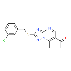 ChemSpider 2D Image | 1-{2-[(3-Chlorobenzyl)sulfanyl]-7-methyl[1,2,4]triazolo[1,5-a]pyrimidin-6-yl}ethanone | C15H13ClN4OS