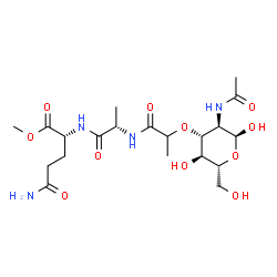 ChemSpider 2D Image | Methyl (2R)-2-({(2S)-2-[(2-{[(2S,3R,4R,5S,6R)-3-acetamido-2,5-dihydroxy-6-(hydroxymethyl)tetrahydro-2H-pyran-4-yl]oxy}propanoyl)amino]propanoyl}amino)-5-amino-5-oxopentanoate | C20H34N4O11