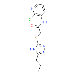 ChemSpider 2D Image | N-(2-Chloro-3-pyridinyl)-2-[(3-propyl-1H-1,2,4-triazol-5-yl)sulfanyl]acetamide | C12H14ClN5OS