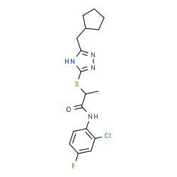 ChemSpider 2D Image | N-(2-Chloro-4-fluorophenyl)-2-{[3-(cyclopentylmethyl)-1H-1,2,4-triazol-5-yl]sulfanyl}propanamide | C17H20ClFN4OS