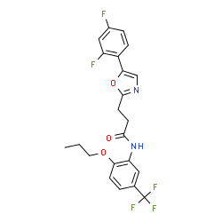 ChemSpider 2D Image | 3-[5-(2,4-Difluorophenyl)-1,3-oxazol-2-yl]-N-[2-propoxy-5-(trifluoromethyl)phenyl]propanamide | C22H19F5N2O3
