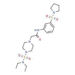 ChemSpider 2D Image | 2-[4-(Diethylsulfamoyl)-1-piperazinyl]-N-[3-(1-pyrrolidinylsulfonyl)phenyl]acetamide | C20H33N5O5S2