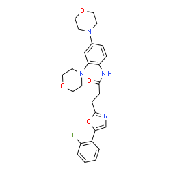 ChemSpider 2D Image | N-[2,4-Di(4-morpholinyl)phenyl]-3-[5-(2-fluorophenyl)-1,3-oxazol-2-yl]propanamide | C26H29FN4O4