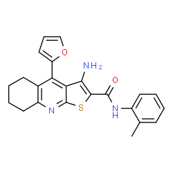 ChemSpider 2D Image | 3-Amino-4-(2-furyl)-N-(2-methylphenyl)-5,6,7,8-tetrahydrothieno[2,3-b]quinoline-2-carboxamide | C23H21N3O2S