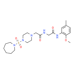 ChemSpider 2D Image | N~2~-{[4-(1-Azepanylsulfonyl)-1-piperazinyl]acetyl}-N-(2-methoxy-5-methylphenyl)glycinamide | C22H35N5O5S
