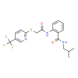 ChemSpider 2D Image | N-Isobutyl-2-[({[5-(trifluoromethyl)-2-pyridinyl]sulfanyl}acetyl)amino]benzamide | C19H20F3N3O2S