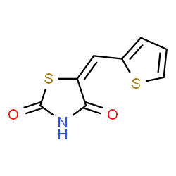 ChemSpider 2D Image | (5E)-5-(2-Thienylmethylene)-1,3-thiazolidine-2,4-dione | C8H5NO2S2