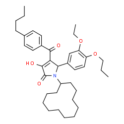 ChemSpider 2D Image | 4-(4-Butylbenzoyl)-1-cyclododecyl-5-(3-ethoxy-4-propoxyphenyl)-3-hydroxy-1,5-dihydro-2H-pyrrol-2-one | C38H53NO5