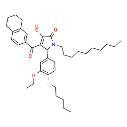 ChemSpider 2D Image | 1-Decyl-5-[3-ethoxy-4-(pentyloxy)phenyl]-3-hydroxy-4-(5,6,7,8-tetrahydro-2-naphthalenylcarbonyl)-1,5-dihydro-2H-pyrrol-2-one | C38H53NO5