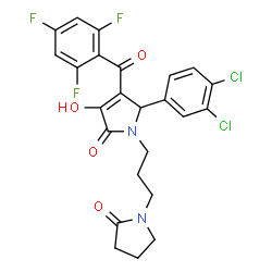 ChemSpider 2D Image | 5-(3,4-Dichlorophenyl)-3-hydroxy-1-[3-(2-oxo-1-pyrrolidinyl)propyl]-4-(2,4,6-trifluorobenzoyl)-1,5-dihydro-2H-pyrrol-2-one | C24H19Cl2F3N2O4