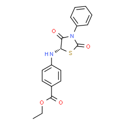 ChemSpider 2D Image | Ethyl 4-{[(5S)-2,4-dioxo-3-phenyl-1,3-thiazolidin-5-yl]amino}benzoate | C18H16N2O4S